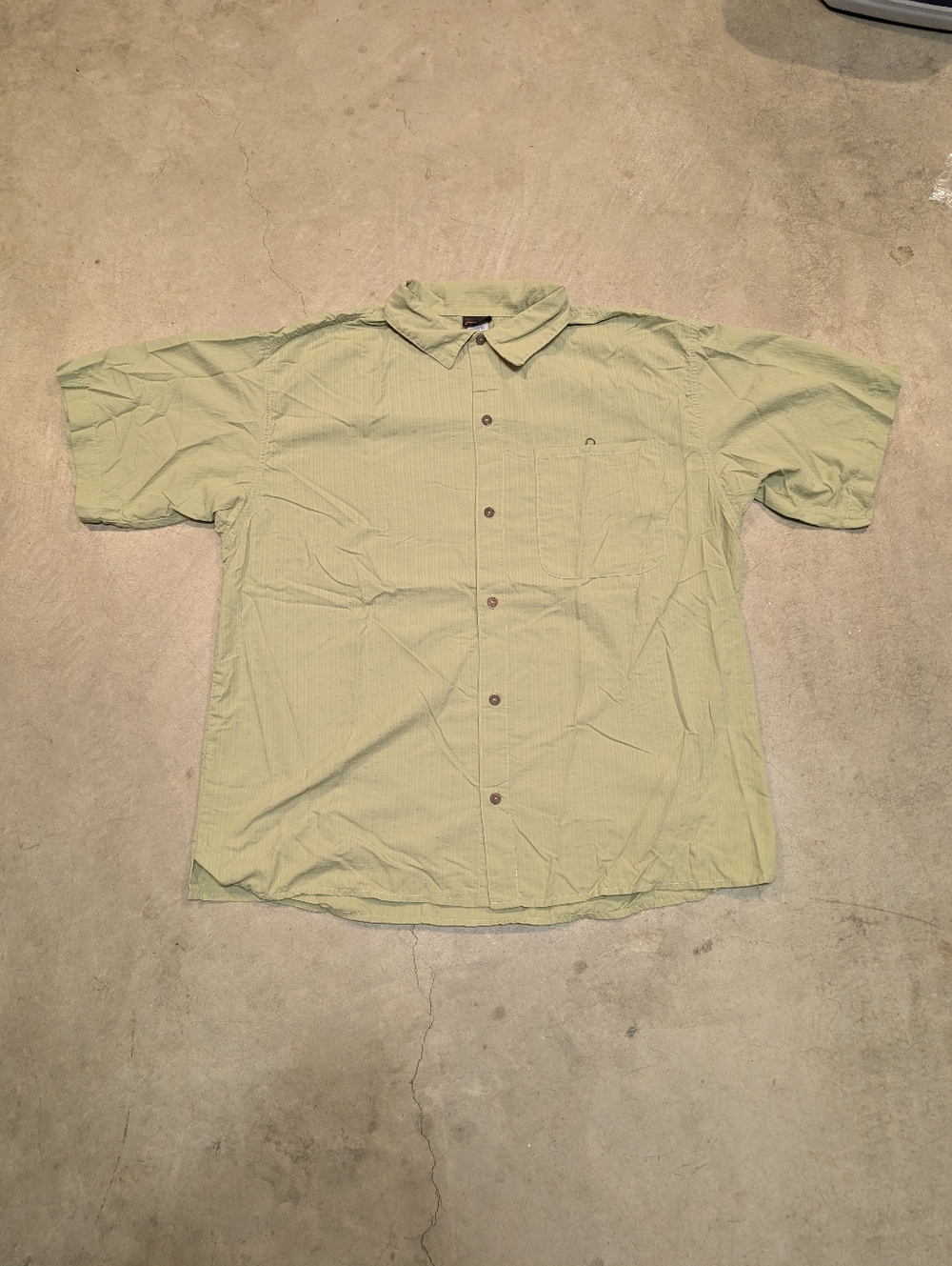 VTG Gramicci Nylon Button Up Mens XL Green Short Sleeve Seersucker-like USA Made